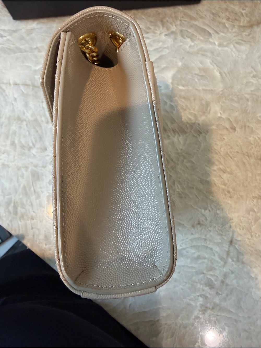 NWOT—YSL Quilted Beige Leather Shoulder Bag with Gold YSL Hardware - Picture 5 of 8